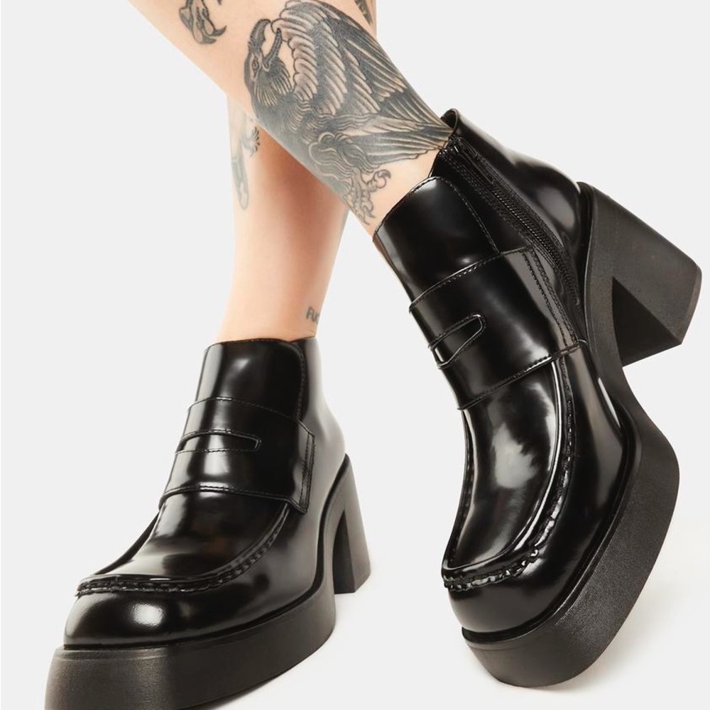 Vagabond Brooke Ankle Boots Black Chunky Heel Loafers size 38 Platform Booties